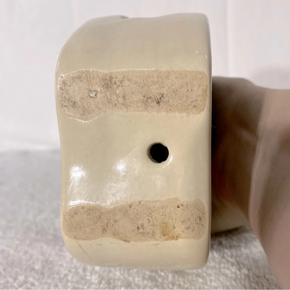 Vintage Pottery Art Ceramic Tan Brown Apple  Shaped Napkin Holder - Picture 9 of 13